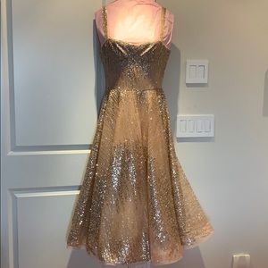 Formal rose gold sequin and tulle dress